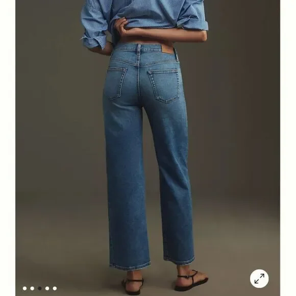 NWT Edwin Anthropologie Marli Ankle Bliss Wide Leg Light Blue Hi Waist Mom Jean - Picture 3 of 10